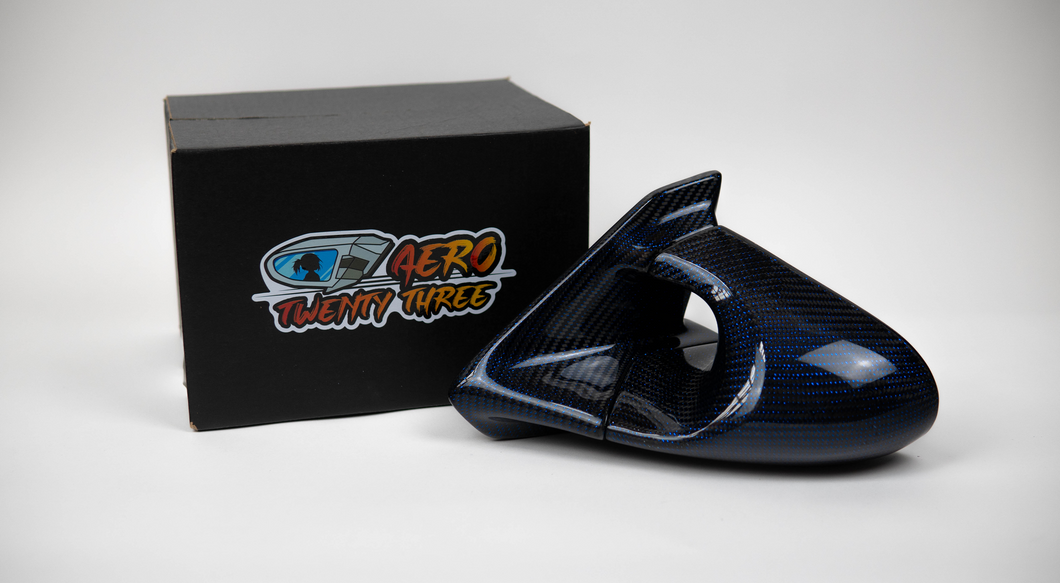 Power Aero Mirrors - Blue Twill Weave Carbon Fibre