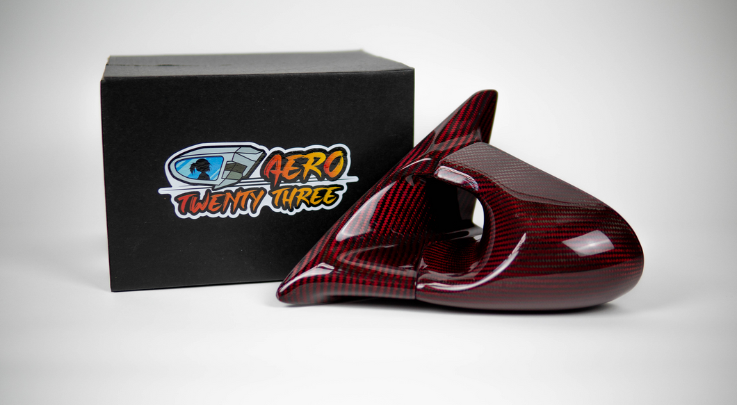 Power Aero Mirrors - Red Twill Weave Carbon Fibre