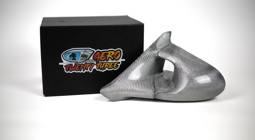 Power Aero Mirrors - Silver Twill Weave Carbon Fibre